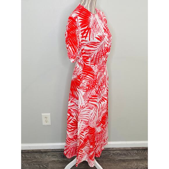 Vintage 80s Floral A-Line Midi Dress Women Size Small Button Up Pockets Femme - Picture 3 of 9